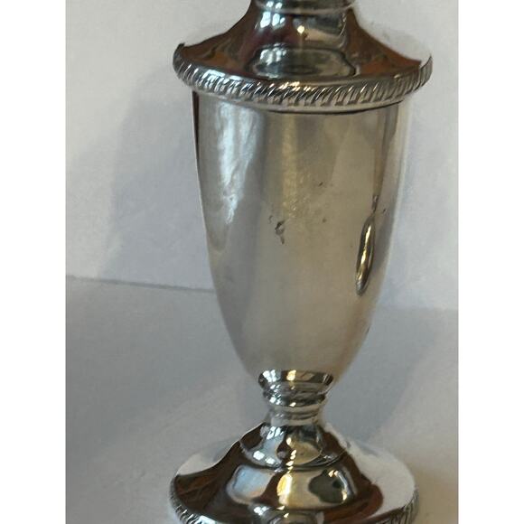 Antique Hunt 1930s 1940s braided Tall Sterling Silver Salt and Pepper Shakers - Picture 9 of 14